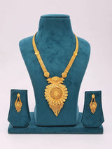 Temple Jewellery Gold Plated Copper Long Necklace and Earrings Set