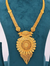 Temple Jewellery Gold Plated Copper Long Necklace and Earrings Set