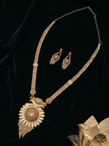 Temple Jewellery Gold Plated Copper Long Necklace and Earrings Set