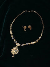 Kundan Stone Studded Gold Plated Necklace and Earrings Set