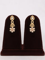 Floral Stone Studded Gold Plated Copper Necklace and Earrings Set