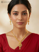 Floral Cluster Gold Plated Copper Pendant Necklace and Earrings Set
