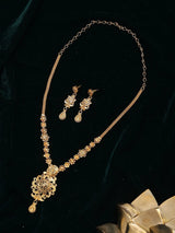 Floral Cluster Gold Plated Copper Pendant Necklace and Earrings Set