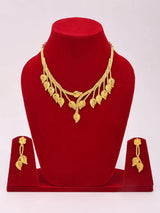 Copper and Gold Plated Leaf Motif Necklace and Earrings Set
