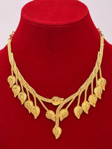 Copper and Gold Plated Leaf Motif Necklace and Earrings Set