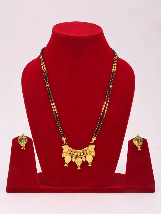 Bridal Gold Plated Copper Mangalsutra Necklace and Earrings Set