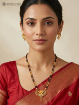 Peacock Motif Gold Plated Copper Mangalsutra Necklace and Earrings Set