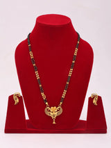 Peacock Motif Gold Plated Copper Mangalsutra Necklace and Earrings Set