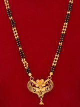 Peacock Motif Gold Plated Copper Mangalsutra Necklace and Earrings Set