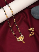 Peacock Motif Gold Plated Copper Mangalsutra Necklace and Earrings Set