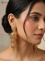 Tiered Gold Plated Chandelier Drop Earrings in Copper