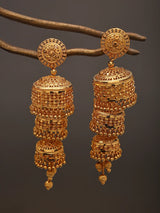 Tiered Gold Plated Chandelier Drop Earrings in Copper