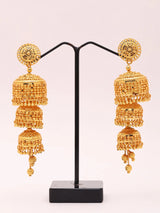 Tiered Gold Plated Chandelier Drop Earrings in Copper