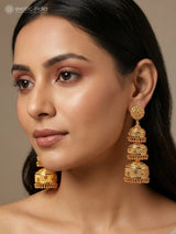 Cascading Triple Layer Gold Plated Chandelier Drop Earrings