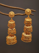 Cascading Triple Layer Gold Plated Chandelier Drop Earrings