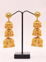 Cascading Triple Layer Gold Plated Chandelier Drop Earrings