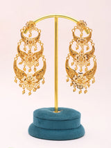 Layered Floral Gold Plated Copper Long Drop Earrings