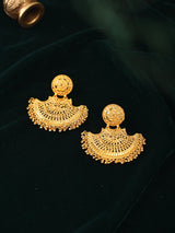 Fan Shaped Gold Plated Copper Chandbali Earrings