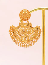 Fan Shaped Gold Plated Copper Chandbali Earrings