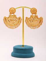 Fan Shaped Gold Plated Copper Chandbali Earrings