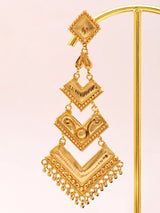 Geometric Triple Layer Gold Plated Chandelier Drop Earrings