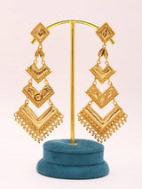 Geometric Triple Layer Gold Plated Chandelier Drop Earrings
