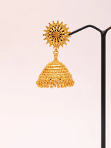 Chandelier Copper Jhumka Earrings with Gold Plating