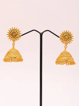 Chandelier Copper Jhumka Earrings with Gold Plating