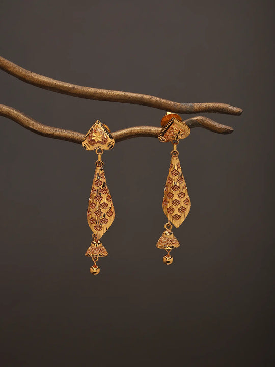 Textured Drop Gold Plated Copper Dangler Earrings