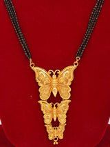 Butterfly Motif Gold Plated Copper Mangalsutra Necklace and Earrings