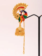 Multicolour Peacock Meenakari Gold Plated Jhumka Earrings