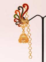 Multicolour Swirl Meenakari Gold Plated Jhumka Earrings