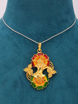 Floral Copper Gold Plated Pendant and Earrings Set