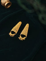 Triangular Filigree Gold Plated Copper Dangling Earrings
