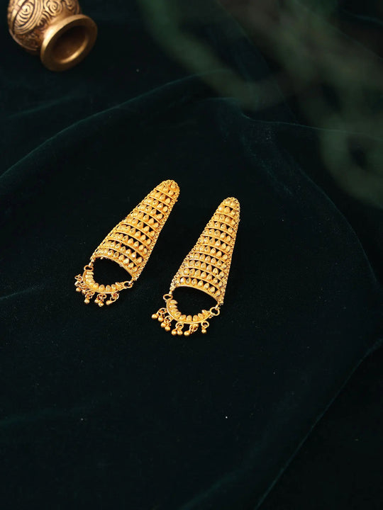 Triangular Filigree Gold Plated Copper Dangling Earrings