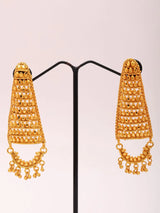 Triangular Filigree Gold Plated Copper Dangling Earrings