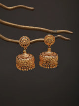 Floral Filigree Copper Gold Plated Jhumka Earrings