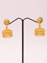 Floral Filigree Copper Gold Plated Jhumka Earrings
