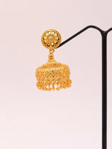 Floral Filigree Copper Gold Plated Jhumka Earrings