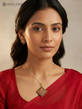 Jali Filigree Gold Plated Copper Pendant and Earrings Set