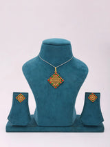 Jali Filigree Gold Plated Copper Pendant and Earrings Set