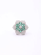 Floral Pink and Purple Stone Studded Brass Adjustable Ring