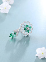 Dual Floral American Diamond Studded Adjustable Ring