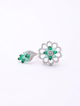 Dual Floral American Diamond Studded Adjustable Ring