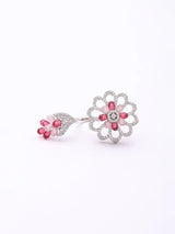 Dual Floral American Diamond Studded Adjustable Ring