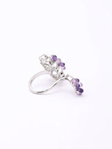 Dual Floral American Diamond Studded Adjustable Ring