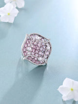 Blush Pink American Diamond and Pearl Brass Ring