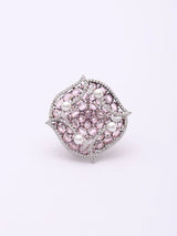 Blush Pink American Diamond and Pearl Brass Ring