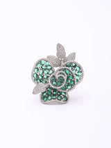 Twisted Floral Cubic Zirconia Brass Adjustable Ring