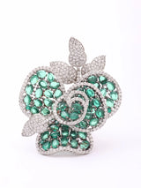 Twisted Floral Cubic Zirconia Brass Adjustable Ring